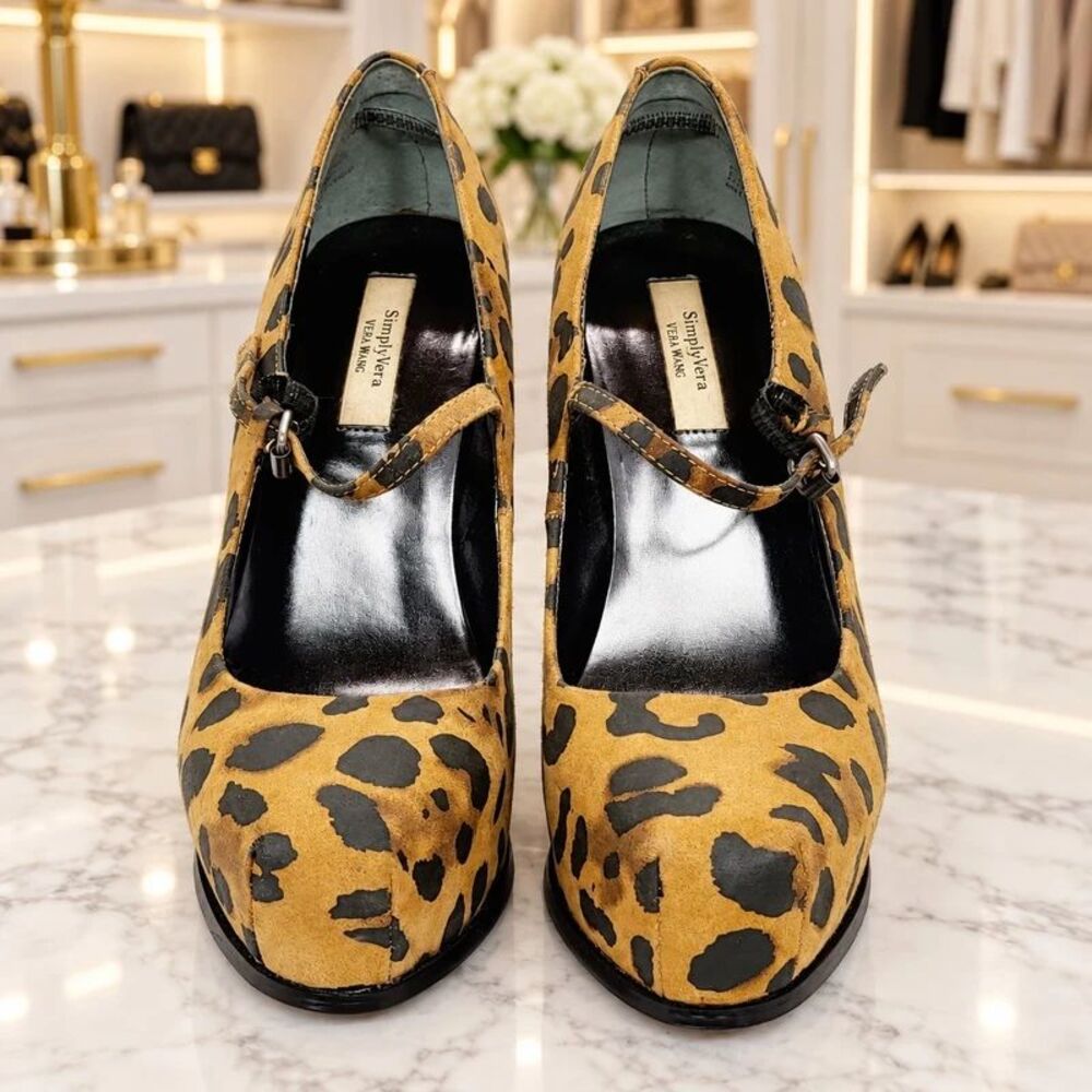 Simply Vera Vera Wang Leopard Print Mary Jane Platform Stiletto Heels